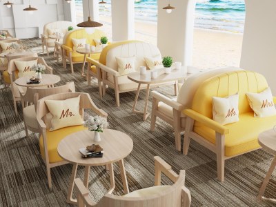 现代咖啡厅休息区3D模型下载